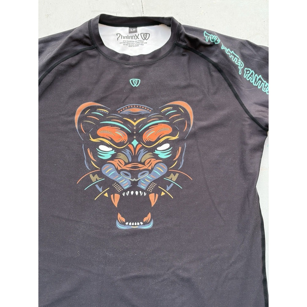 Men's Phalanx Shirt Rash Guard Black Logo L MMA Stretch Wick 10th Planet BJJ